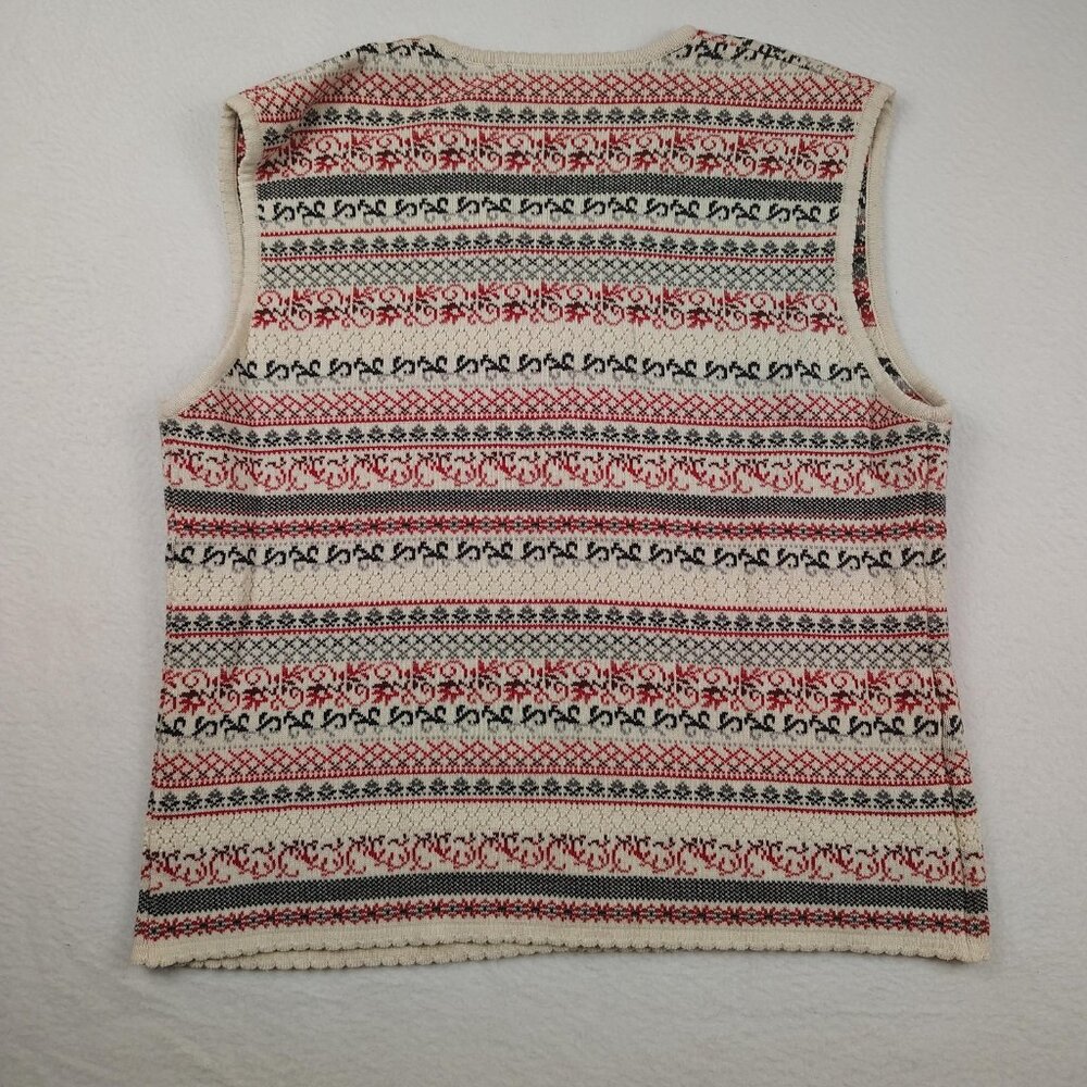 VTG 90's Susan Bristol Sweater Vest Womens Large Cream Fair Isle Nordic - Picture 2 of 8